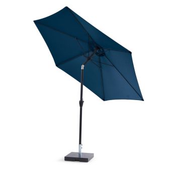 Sunfun Eva parasol m/krank og tilt alu/polyester sort/blå Ø300 cm