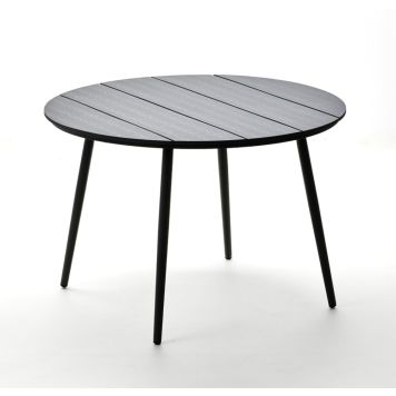 Sunfun Bordeaux havebord stål/nonwood sort Ø110 cm