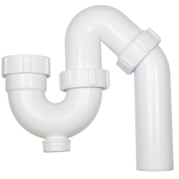 Unico køkkenvandlås 50 mm 1 1/2" m/renseprop hvid plast