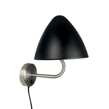 Dyberg Larsen væglampe Oulu E14 børstet stål/sort H27 cm