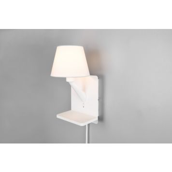 Trio væglampe Comfort hvid m. USB/USB-C/trådløs lader E14 31 cm