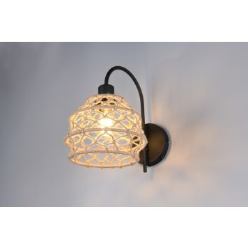 Trio væglampe Hive sort/natur E27 H32 cm