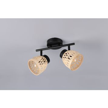 Trio spotlampe Laurent sort/bambus 2xGU10 17x37 cm 