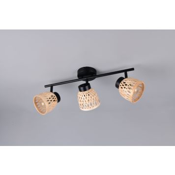 Trio spotlampe Laurent sort/bambus 3xGU10 17x60 cm 