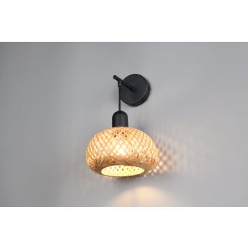 Trio væglampe Leonie bambus/sort  E27 H30,5 cm