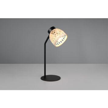 Trio bordlampe Laurent sort/bambus E14 H36 cm