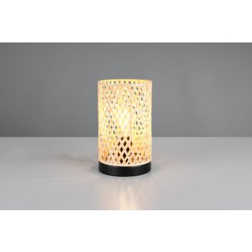 Trio bordlampe Laurent sort/bambus E27 H23 cm