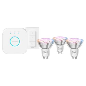 Philips Hue Essential startsæt 3xGU10 WCA 345 lm m/Bridge+Dimmer switch