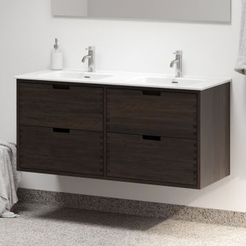 Camargue underskab m/dobbeltvask Nature Egedahl/Loknes massiv eg sort 120 cm