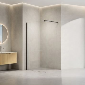 Nortiq brusevæg Bergen mat sort/klar 80x190 cm