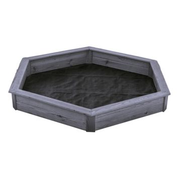 Nordic Play Active sandkasse sekskantet fyrretræ grå 182x156x20 cm