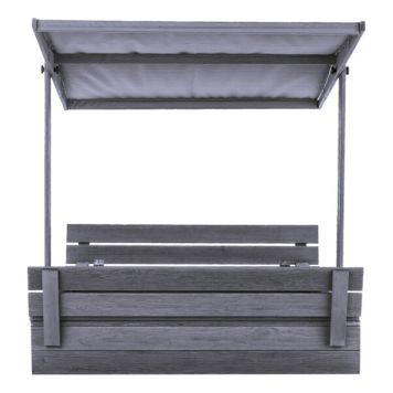 Nordic Play Active sandkasse m/vippelåg, bænke & tag træ grå 22x120x120 cm
