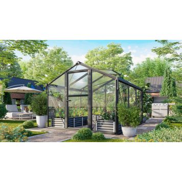 Vitavia drivhus Deimos 8,5 m² sort 3mm hærdet glas