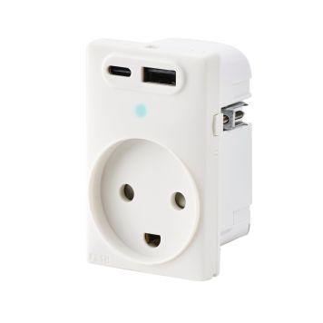 Fesh Switch Curveline stikkontakt USB A+C 1,5 modul m/jord hvid