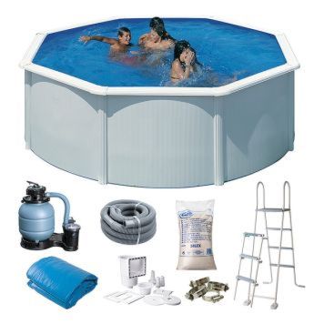 Swim & Fun rund pool med filtersystem & stige hvid 350x120 cm