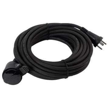 Kabelsæt med jord 10 m 16A/230V 3G1,5 mm IP44 sort