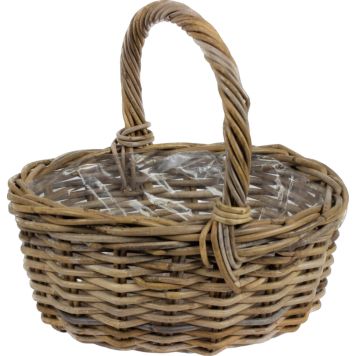 Kurv med hank rattan natur Ø45 cm