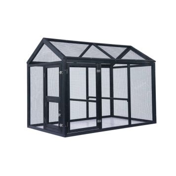 Hortus kaninbur løbegård træ sort 140x85x106 cm