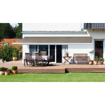 Outfit markise hellukket m/motor og LED taupe 480x300 cm