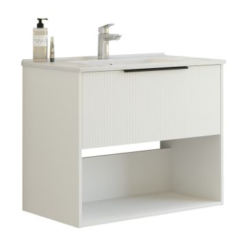 Scanbad underskab med vask Now/Arial hvid stribet 1 skuffe 81x45 cm