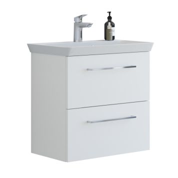 Scanbad underskab med vask Multo/Marbelle mat hvid 2 skuffer 66x38 cm