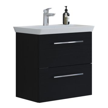 Scanbad underskab med vask Multo/Marbelle sort struktur 2 skuffer 66x38 cm