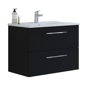 Scanbad underskab med vask Multo/Arial sort struktur 2 skuffer 81x45 cm
