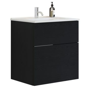 Scanbad underskab med vask Delta/Karat sort eg m/push open 61 cm