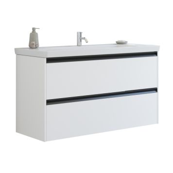 Scanbad underskab med vask Delta/Lazuli integreret greb mat hvid 120 cm