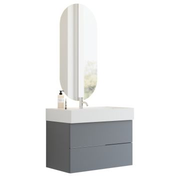 Scanbad underskab med vask Delta/Asyre mat grå m/push open 81 cm