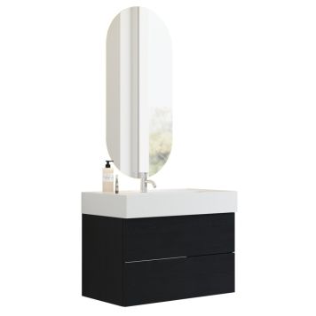 Scanbad underskab med vask Delta/Asyre sort eg m/push open 81 cm