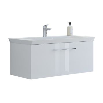Scanbad underskab med vask Multo/Marbelle hvid højglans 1 skuffe 106x47 cm