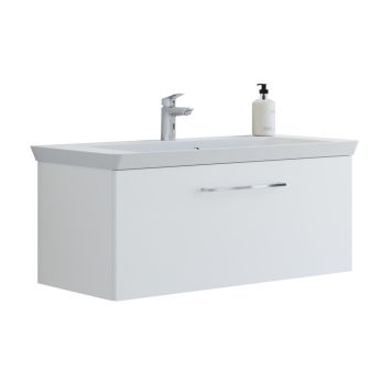 Scanbad underskab med vask Multo/Marbelle mat hvid 1 skuffe 106x47 cm