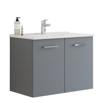 Scanbad underskab med vask Multo/Arial mat grå 2 låger 80x35 cm