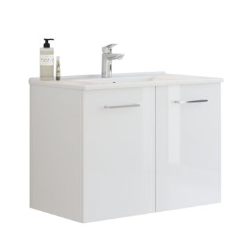 Scanbad underskab med vask Multo/Arial hvid højglans 2 låger 80x35 cm