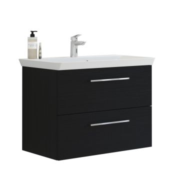 Scanbad underskab med vask Multo/Marbelle sort 2 skuffer 86x47 cm