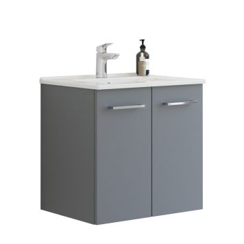 Scanbad underskab med vask Multo/Arial mat grå 2 låger 61x45,5 cm