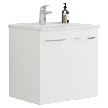 Scanbad underskab med vask Multo/Arial mat hvid 2 låger 61x45,5 cm