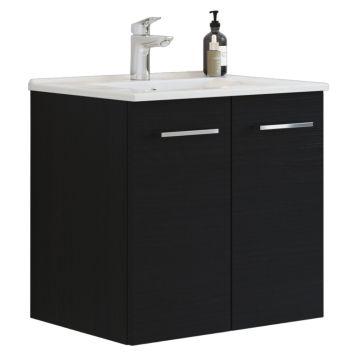 Scanbad underskab med vask Multo/Arial sort 2 låger 61x45,5 cm