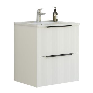 Scanbad underskab med vask Now/Arial hvid stribet 2 skuffer 61x45,5 cm
