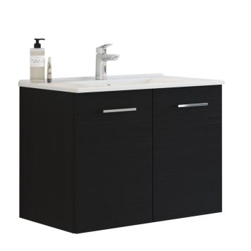 Scanbad underskab med vask Multo/Arial sort struktur 2 låger 81x45 cm