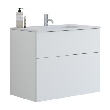 Scanbad underskab med vask Delta/Micca mat hvid m/push open 80 cm