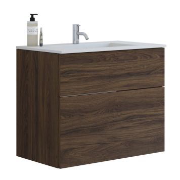 Scanbad underskab med vask Delta/Micca brun eg m/push open 80 cm