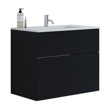 Scanbad underskab med vask Delta/Micca sort eg m/push open 80 cm