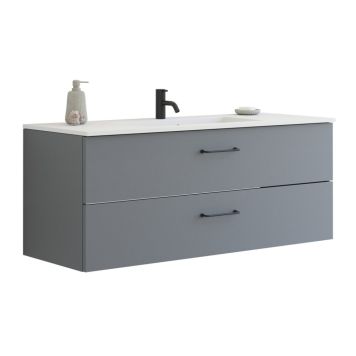 Scanbad underskab med vask Delta/Karat mat grå m/greb 121x45,5 cm