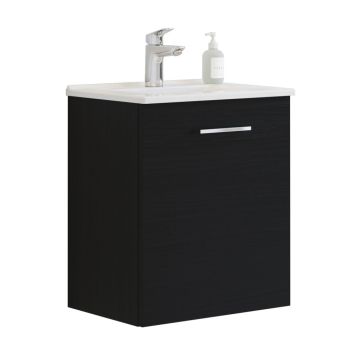 Scanbad underskab med vask Multo/Arial sort struktur 1 låge 51x36,5 cm