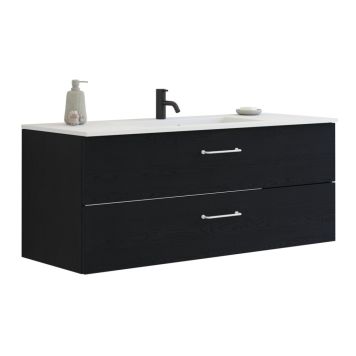 Scanbad underskab med vask Delta/Karat sort eg m/greb 121x45,5 cm