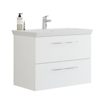 Scanbad underskab med vask Multo/Marbelle mat hvid 2 skuffer 86x38 cm