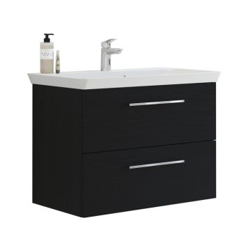 Scanbad underskab med vask Multo/Marbelle sort struktur 2 skuffer 86x38 cm