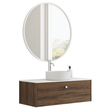 Scanbad underskab med vask/bordplade/greb Delta brun eg 100 cm